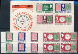 ** 1970 100 éves A Bélyeg Sor ívsarki 4-es Tömbökben Mi 222-225 + FDC - Sonstige & Ohne Zuordnung