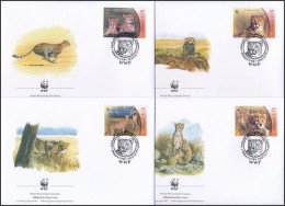 ** 2003 WWF: Gepárd Négyestömb + Sor 4 FDC-n Mi 2932-2935 - Sonstige & Ohne Zuordnung