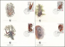 1989 WWF: Orángután Sor Mi 1291-1294 4 FDC-n - Sonstige & Ohne Zuordnung