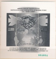 ** 1987 Amerikai-Szovjet Csúcstalálkozó Blokk Feketenyomat Zöld Sorszámmal, A... - Sonstige & Ohne Zuordnung