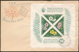 1958 FIP (I.) - Virág (I.) Blokk FDC-n (8.500) - Other & Unclassified