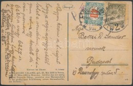 1921 40f Arató + 40f Pirosszámú Zöldportó Képeslapon - Andere & Zonder Classificatie