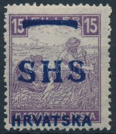 * SHS 1918 Fehérszámú Arató 15f Bodor Vizsgálójellel (11.000) - Sonstige & Ohne Zuordnung