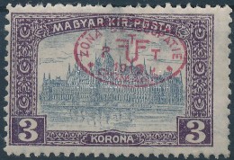 * Debrecen I. 1919 Parlament 3K Piros Felülnyomással Bodor Vizsgálójellel (9.000)... - Other & Unclassified