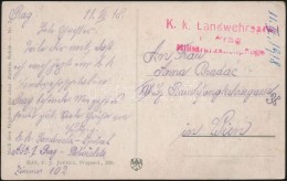 1918 Tábori Posta Képeslap 'K.k. Landwehrspital Prag Militär...pflege' - Sonstige & Ohne Zuordnung