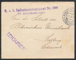 ~1918 Tábori Posta Levél 'K.u.k. Infanterieregiment Nr.100 / IV. Ersatzkompagnie' + 'EP... - Sonstige & Ohne Zuordnung