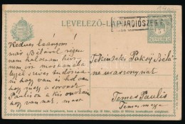 1916 Díjjegyes LevelezÅ‘lap 'BIHARDIÓSZEG' Pályaudvari Bélyegzéssel - Other & Unclassified