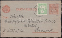1916 Díjkiegészített Díjjegyes Zárt LevelezÅ‘lap Hadifogoly... - Other & Unclassified