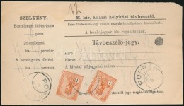1914 TávbeszélÅ‘ Jegy 2x1K Turul Bérmentesítéssel 'POPRÁD'... - Other & Unclassified