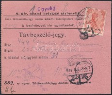 1914 TávbeszélÅ‘-jegy Turul 1K Bérmentesítéssel 'DEBRECZEN' - Other & Unclassified