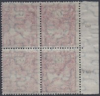 ** 1913 Turul 50f ívszéli Négyestömb Gépszínátnyomattal - Other & Unclassified