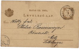 1896 Díjjegyes LevelezÅ‘lap 'NAGY-SZ-MIKLÓS'- Metz/ Lotharingia - Other & Unclassified