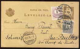 1896 Díjkiegészített Díjjegyes LevelezÅ‘lap  Svájcba / PS-card With Additional... - Altri & Non Classificati