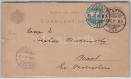 1893 Díjkiegészített Díjjegyes LevelezÅ‘lap Báselbe - Sonstige & Ohne Zuordnung