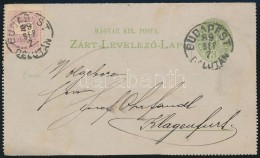 1889 Díjkiegészített Díjjegyes Zárt LevelezÅ‘lap Ausztriába - Sonstige & Ohne Zuordnung