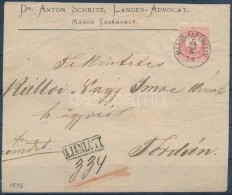 1876 5kr + 10kr Távolsági Ajánlott Levélen / On Registered Domestic Cover... - Andere & Zonder Classificatie