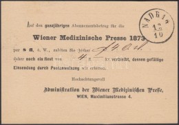 1873 Díjjegyes LevelezÅ‘lap BécsbÅ‘l 'NADRAG' érkezési Bélyegzéssel /... - Sonstige & Ohne Zuordnung