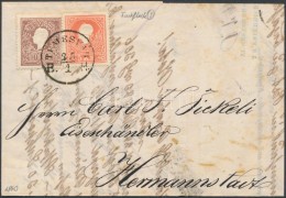 1860 10kr + 5kr II. Centrált, Festékfoltok A Fejen  Távolsági Levélen (teljes... - Sonstige & Ohne Zuordnung