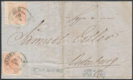 1855 2 X 3kr Levélen (egyik Bélyeg ívszéli, Kopott) 'SÜMEG' - Oedenburg - Other & Unclassified