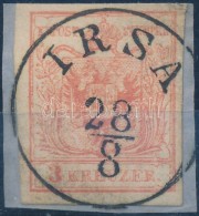 O 1850 3kr MP III. Teljes / Szép Szélekkel, Lent üreges Nyomat / With Nice Margins 'IRSA' - Altri & Non Classificati