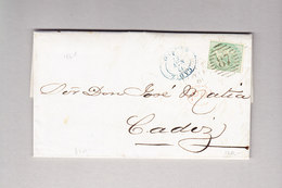 GB London #87 Faltbrief 11.5.1861 Mit 1 Sh Viktoria Nach Cadiz Spanien - Lettres & Documents