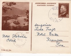 JUGOSLAVIJA YUGOSLAVIA DOPISNICA CARTE POSTALE ILLUSTRATED CARD 1953 BLED  SLOVENIJA - Enteros Postales