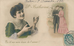 FEMMES - FRAU - LADY - MODE - Jolie Carte Fantaisie Portrait Femme " SAINTE CATHERINE" - Santa Catalina