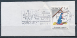 Monaco YT 1957 Obl Sur Fragment Avec Flamme - Used Stamps