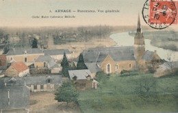 CPA 72 ARNAGE Panorama Vue Générale, Colorisée 1910 - Altri & Non Classificati