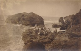 CPA 85 SION SUR L'OCEAN Carte-photo Groupe De Femmes Dans Les Rochers - Saint Hilaire De Riez