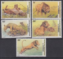 République Démocratique Du Congo - Faune Africaine, Lions - 5 Val Neufs ** // Mnh // CV €16.50 - Ongebruikt