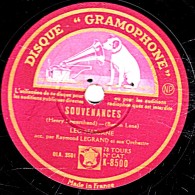 78 T.- 25 Cm - état B - Léo MARJANE - SOUVENANCES - ATTENDS-MOI MON AMOUR - 78 T - Disques Pour Gramophone