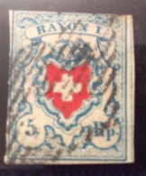 SVIZZERA POSTE FEDERALI  RAYON 1 5 R - 1843-1852 Timbres Cantonaux Et  Fédéraux