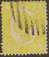 QUEENSLAND 1897 4d Yellow Die 2 QV SG 244a U #VI373 - Used Stamps