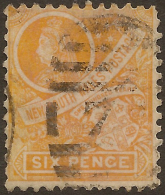 NSW 1899 6d Orange-yellow QV SG 306 U #VI256 - Used Stamps