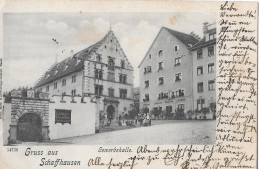 GRUSS AUS SCHAFFHAUSEN  → Viele Menschen Vor Der Gewerbehalle, Alte Lichtdruck 1900 - Autres & Non Classés