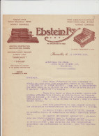 BRUXELLES - EBSTEIN FRE - DOUBLE CONTROLE  - LETTRE - 1926 - Old Professions