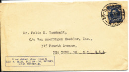 Australia Cover Sent To USA Single Franked - Lettres & Documents