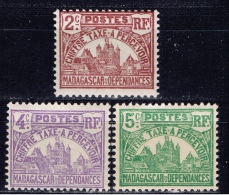 RM+ Madagaskar 1908 Mi 8-10 Mnh Portomarken: Regierungsgebäude - Strafport