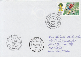 46744- SOCCER, SPECIAL POSTMARK AND STAMP ON COVER, 2010, MOLDOVA - Brieven En Documenten