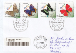 46764- BUTTERFLIES, SPECIAL POSTMARK AND STAMPS ON REGISTERED COVER, OBLIT FDC, 2013, MOLDOVA - Butterflies