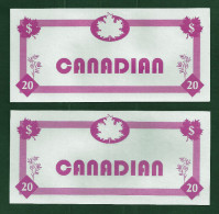 Test Note "TRITON CANADIAN" Testnote, Typ B, 20 Units,, Pink, Beids. Druck, Sample, RRR, UNC - Other & Unclassified