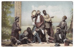 'Seben Leben' Black Boys Gamble Dice Craps Game, C1900s Vintage Postcard - Black Americana