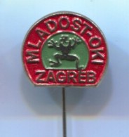 WATER POLO, Wasserbau, Pallanuoto - Club MLADOST, ZAGREB Croatia, Frog Frosch, Vintage Pin Badge, Abzeichen - Waterpolo