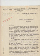 CHARLEROI - UNION VERRERIES MECANIQUES BELGES - LETTRE - 1936 - Straßenhandel Und Kleingewerbe