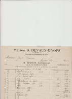 NAMUR - MAISON A.DEVAUX/KNOPS - MERCERIE/BONNETERIE EN GROS - FACTURE - 1942 - Straßenhandel Und Kleingewerbe