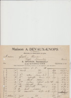 NAMUR - MAISON A.DEVAUX/KNOPS - MERCERIE/BONNETERIE EN GROS - FACTURE - 1912 - Straßenhandel Und Kleingewerbe