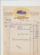 NAMUR - GARAGE J.MATHOT - FACTURE - 1947 - Straßenhandel Und Kleingewerbe