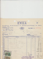NAMUR - ERGA - MATERIEL ELECTRIQUE ET RADIO EL EN GROS - FACTURE -1956 - Straßenhandel Und Kleingewerbe