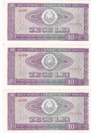 Roumanie - Romania 10 LEI 1966 UNC - 3 CONSECUTIVES - Romania